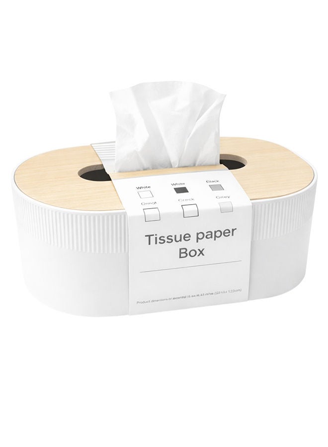 White Modern Tissue Box Cover with Lid – Decorative Rectangular Tissue Holder for Bathroom, Living Room, Bedroom & Office Beige